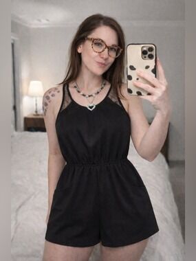 Black Lace Romper Y2K Coquette Soft Girl Minimal Chic